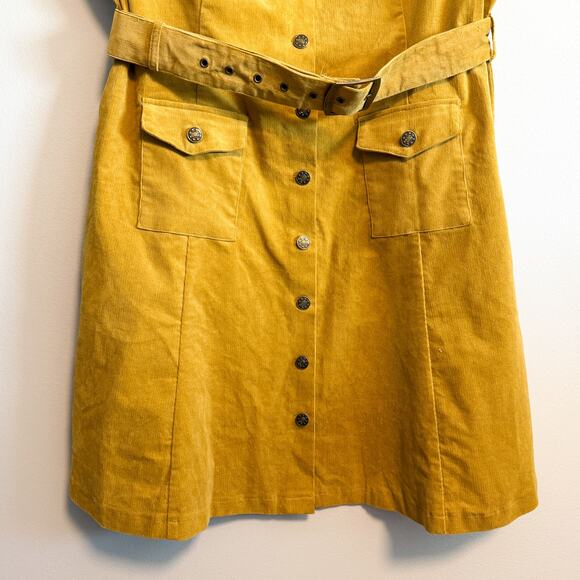 Voodoo Vixen Corduroy A-Line Button Front Dress Mustard NWT Size 3X US 16/18 - Picture 8 of 15